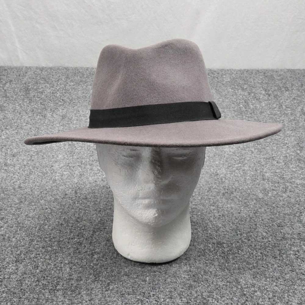Biltmore‎ Madewell Wool Felt Fedora Hat Womens M L Taupe Wide Brim Boho Festival